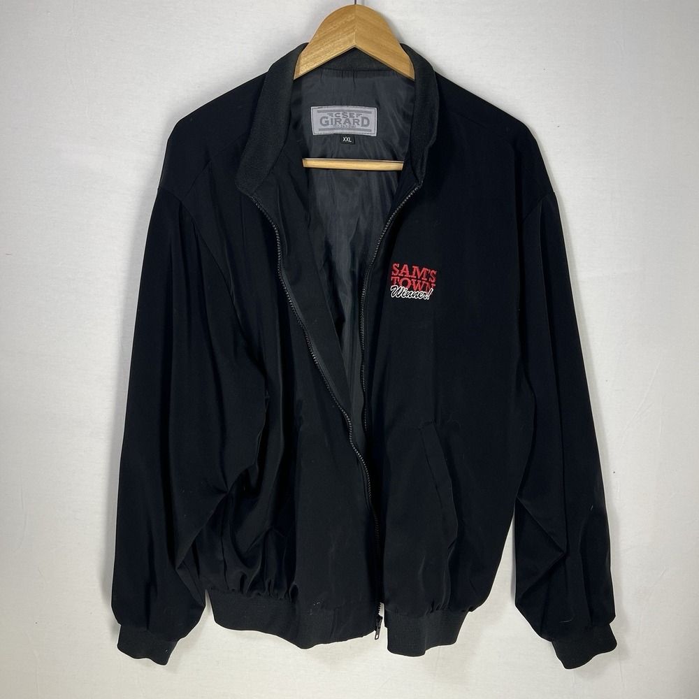 Vintage Las Vegas Jacket XXL Black Embroidered Casino Bomber Full Zip
